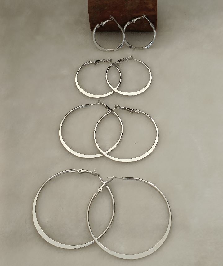 Silver/Rose Gold Plated Hoops Earrings- HER 2407