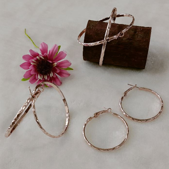Silver/Rose Gold Plated Hoops Earrings