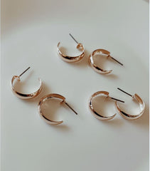 Set Of 3 Gold /Silver /Rosegold Plated  CZ Fashion Hoops Earring- HER 3100