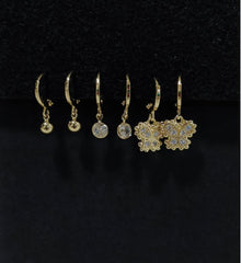 Set Of 3 Gold /Silver /Rosegold Plated  CZ Fashion Hoops Earring- HER 3101