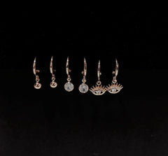 Set Of 3 Gold /Silver /Rosegold Plated  CZ Fashion Hoops Earring- HER 3108