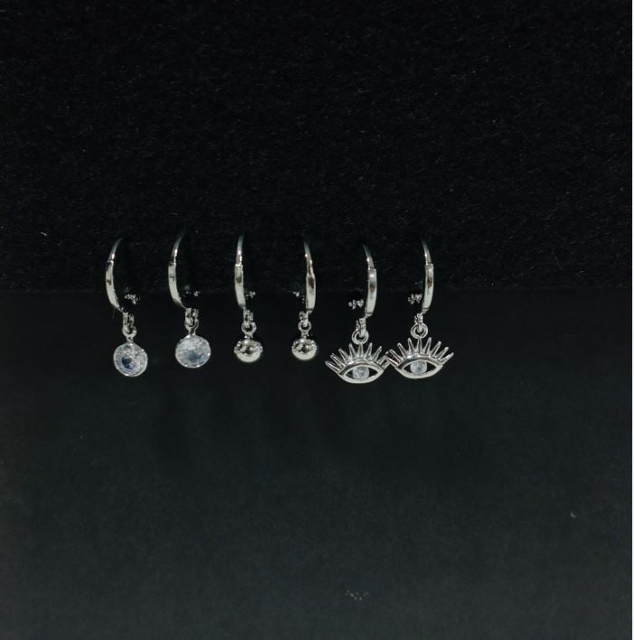 Set Of 3 Gold /Silver /Rosegold Plated  CZ Fashion Hoops Earring