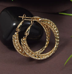 Gold/Silver Plated Triple Layered Hoops Earring - HER 4744