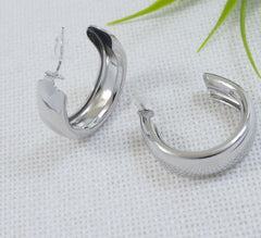 Silver Plated Wavy Half Hoops Earring - HER 4746