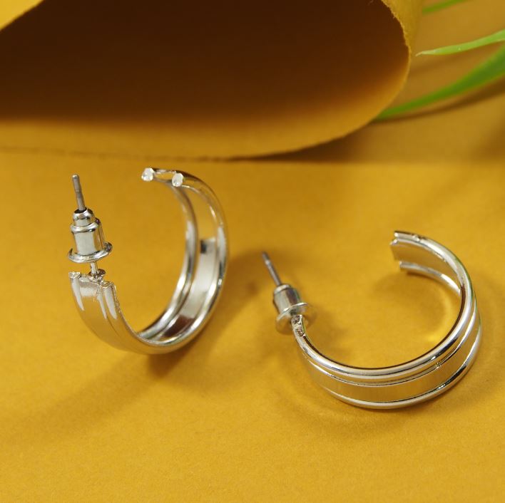 Gold/Silver Plated Layered Cuff Hoops Earring