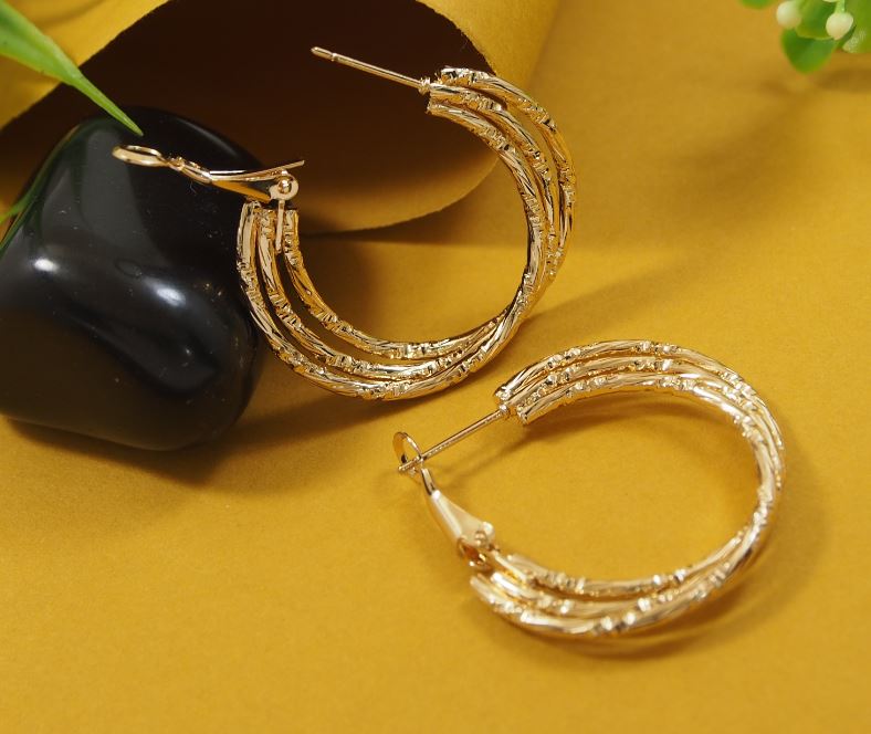 Gold/Silver Plated Layered Criss Cross Hoops Earring - HER 4752
