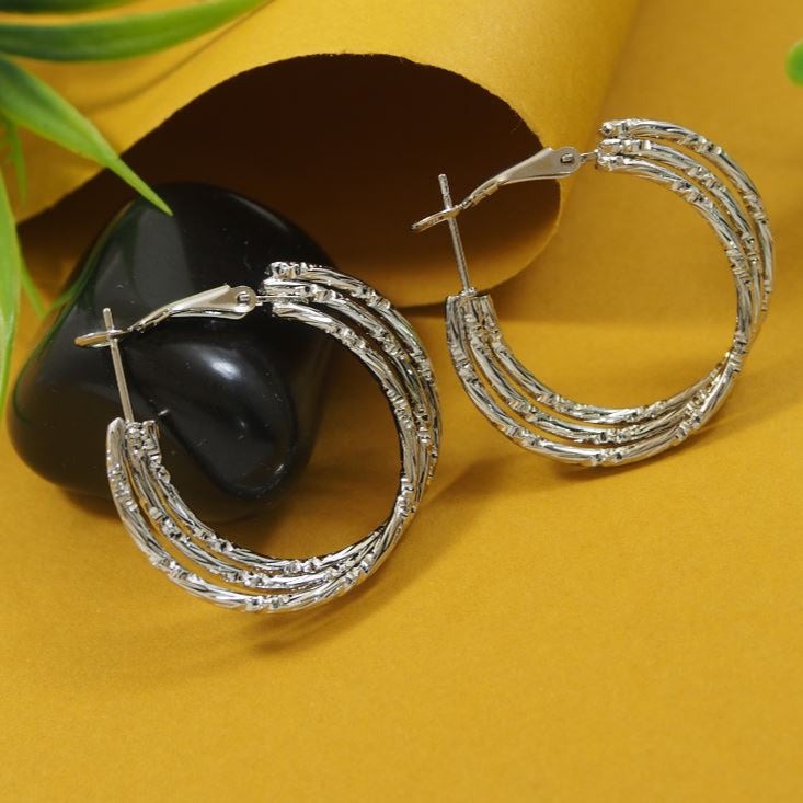 Gold/Silver Plated Layered Criss Cross Hoops Earring