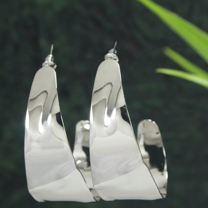 Gold/Silver Plated Geometric Wavy Hoops Earring
