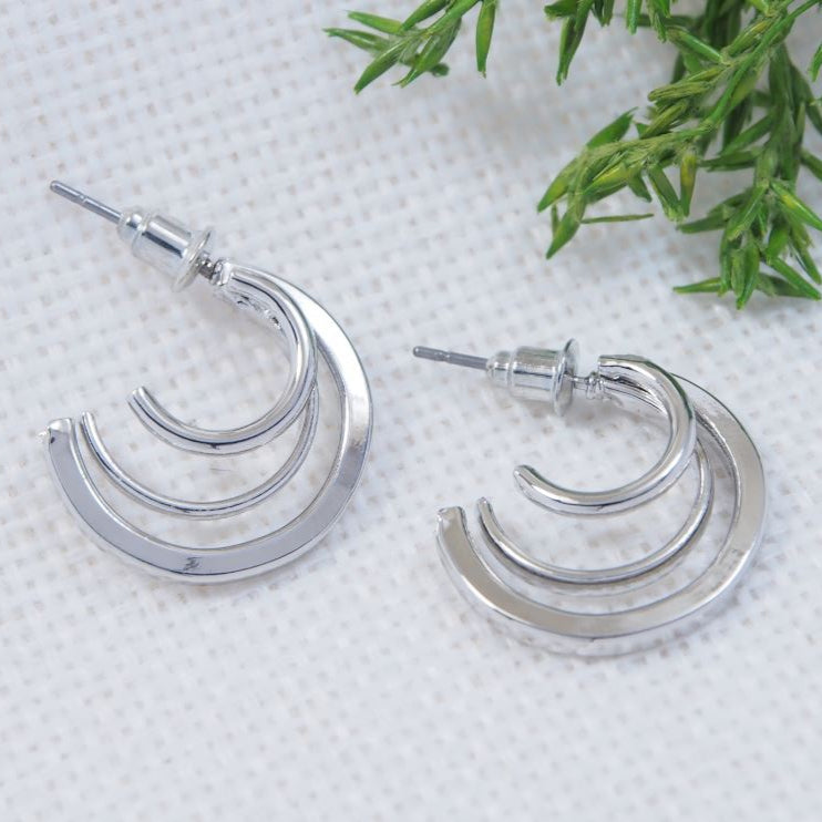 Gold/Silver Plated Three Layered Hoops Earring