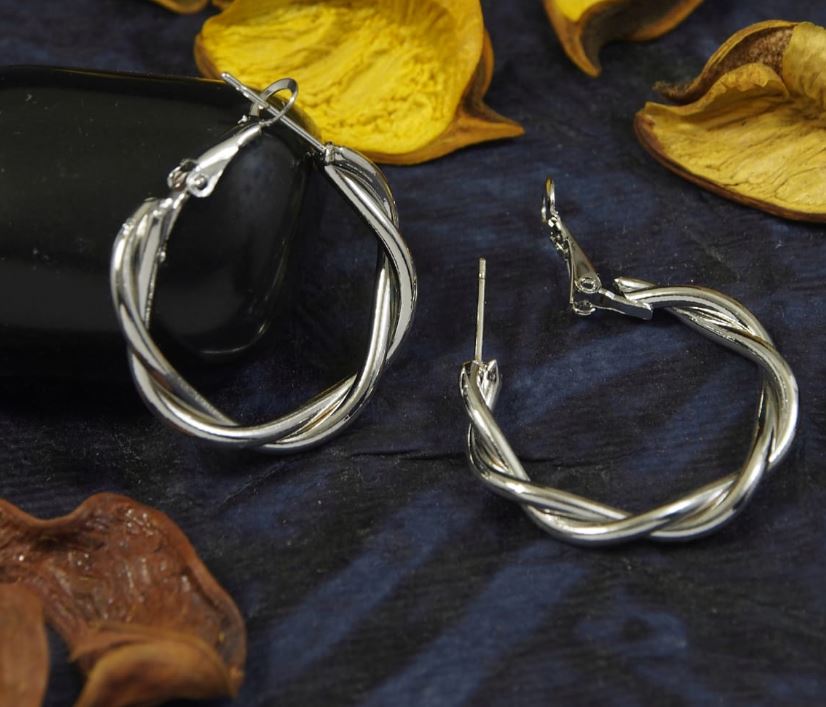 Gold/silver Plated Sterling Twist Hoops Earring