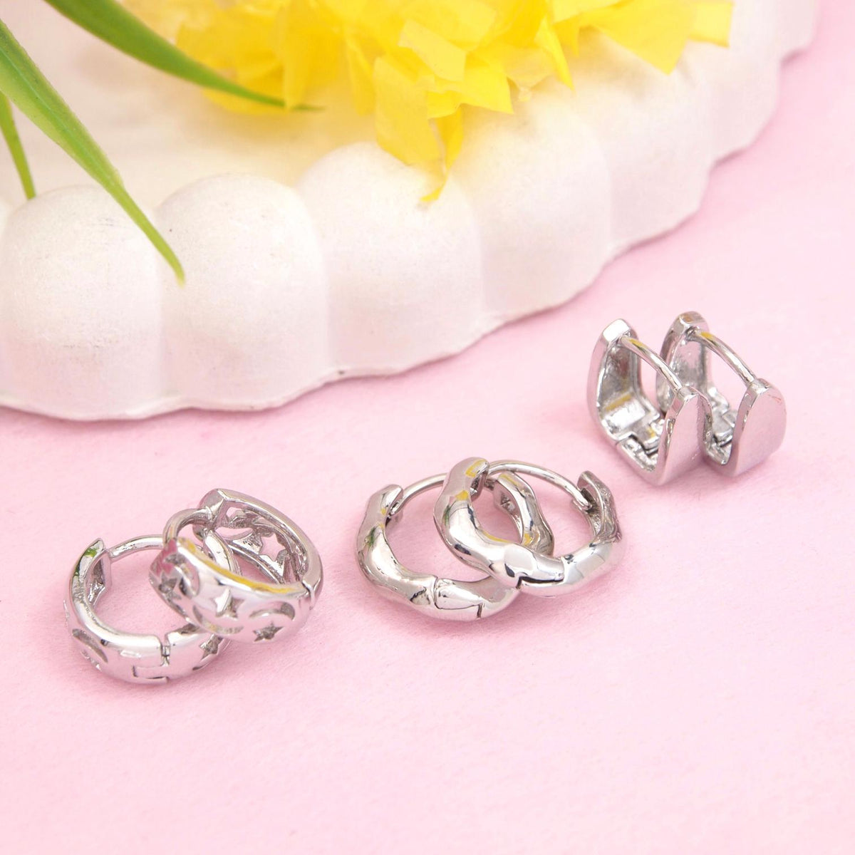 Set Of Three Pair Hoops Earrings (Pack of 3)