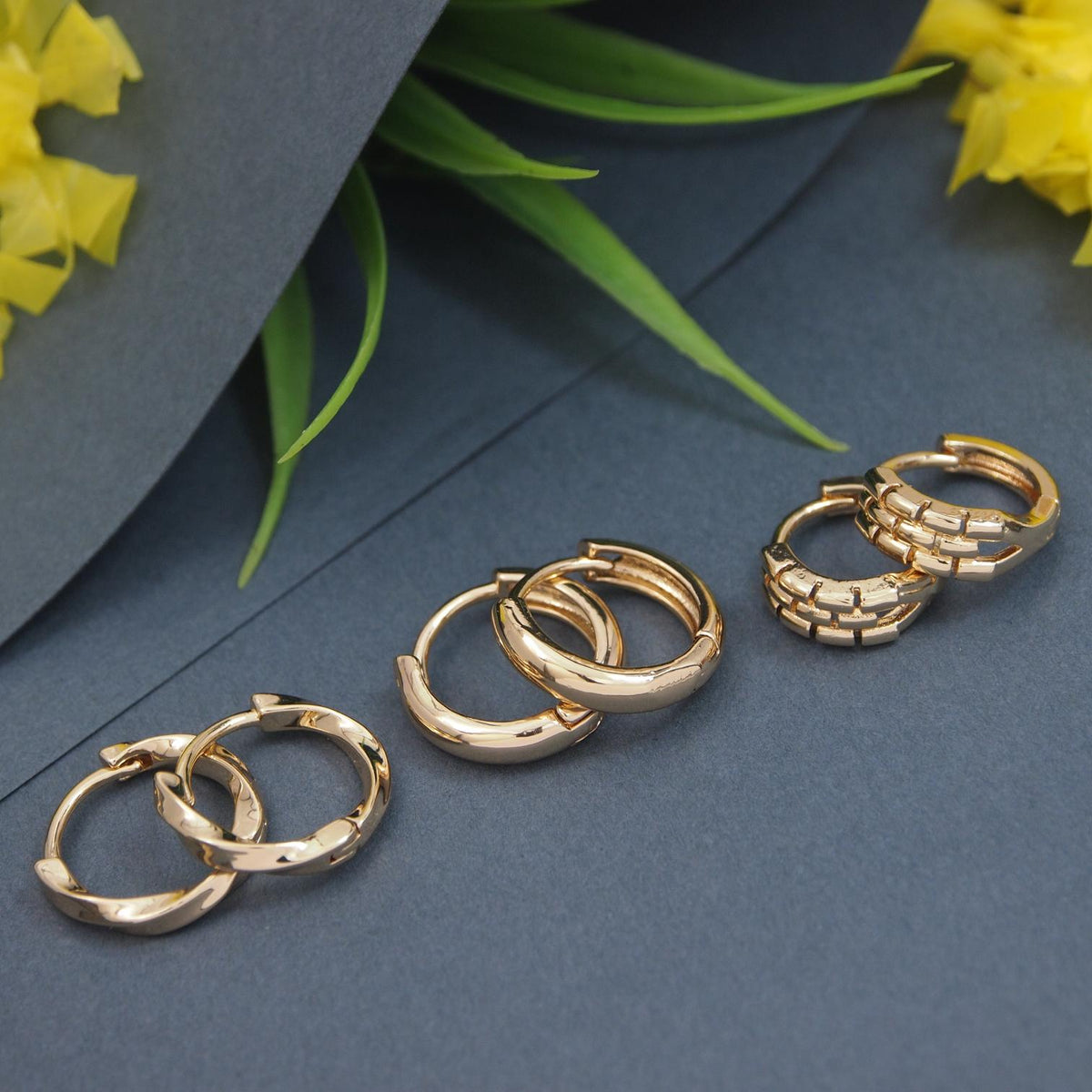 Set Of Three Pair Hoops Earrings