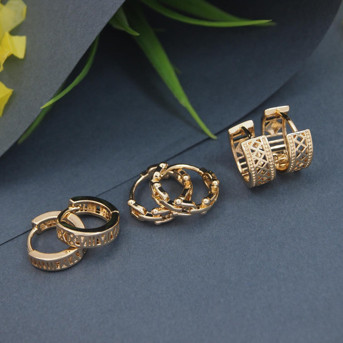 Set Of Three Pair Hoops Earrings