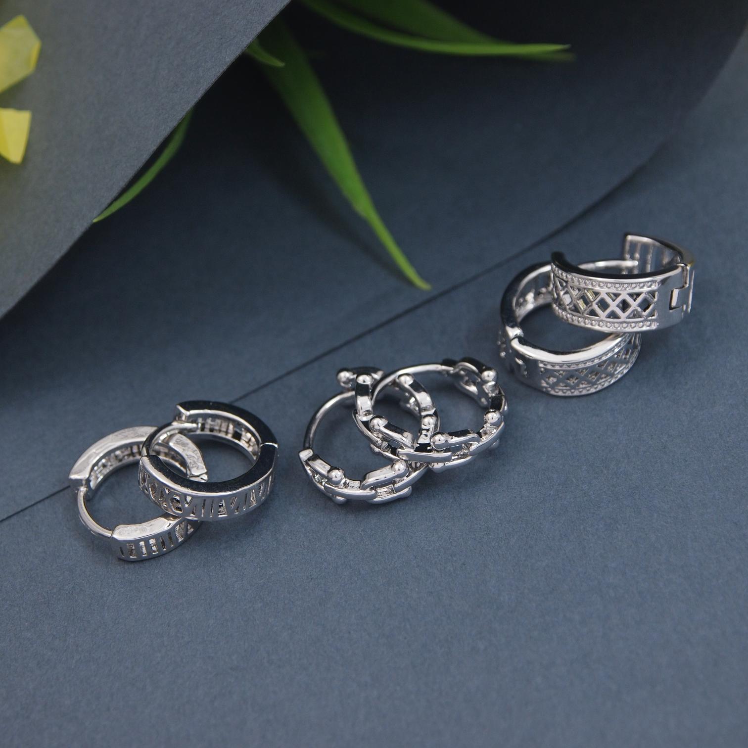 Set Of Three Pair Hoops Earrings