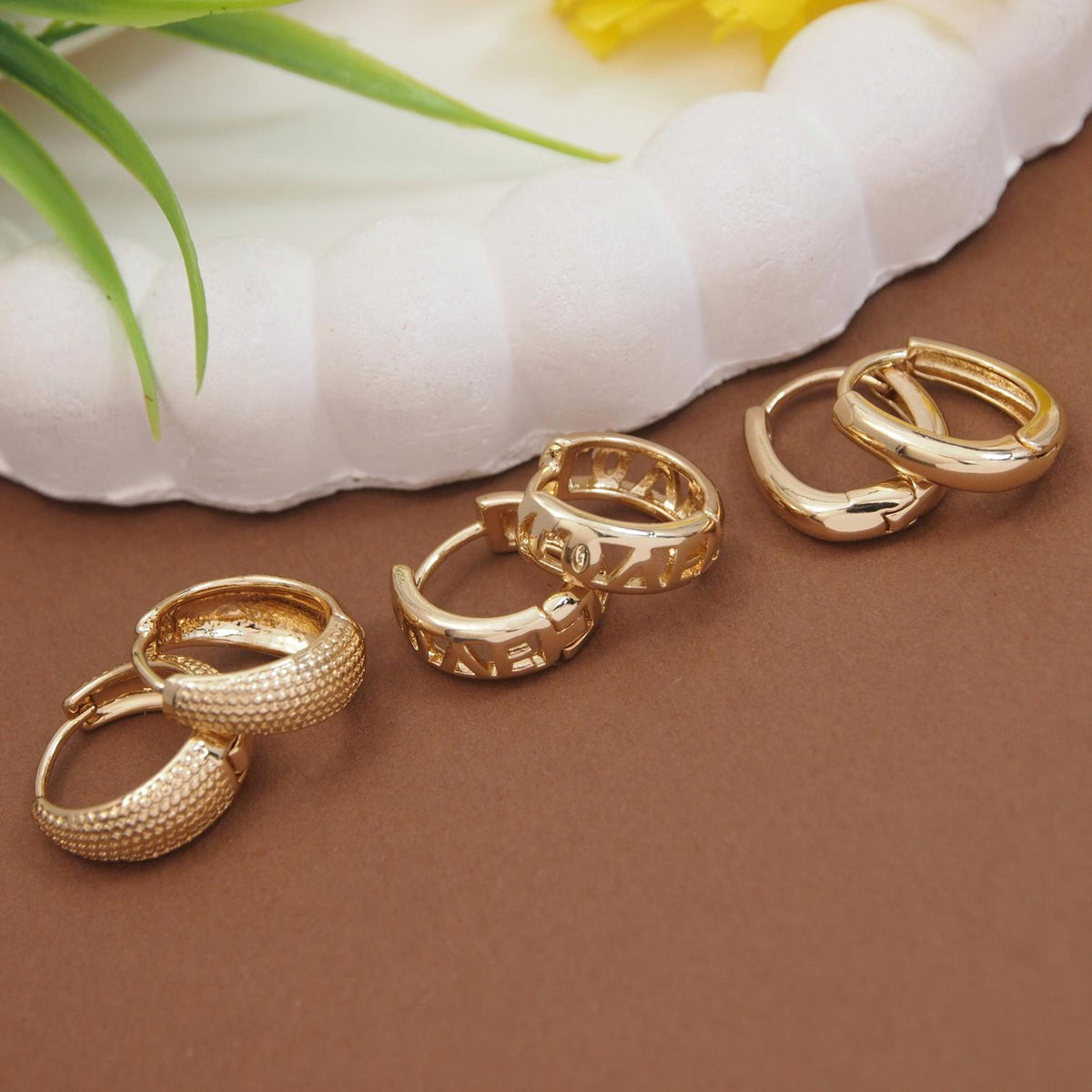 Set Of Three Pair Hoops Earrings