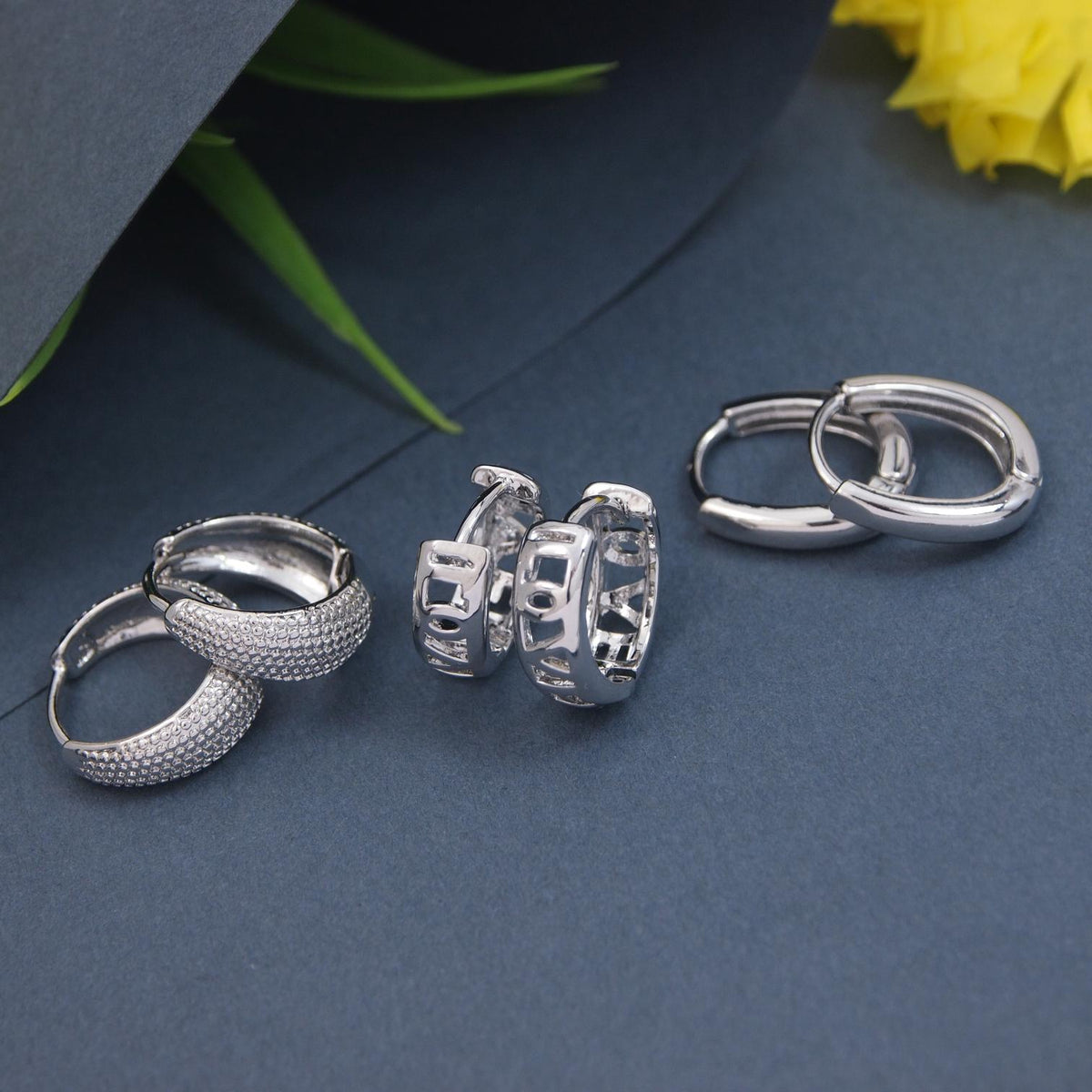 Set Of Three Pair Hoops Earrings (Pack of 3)