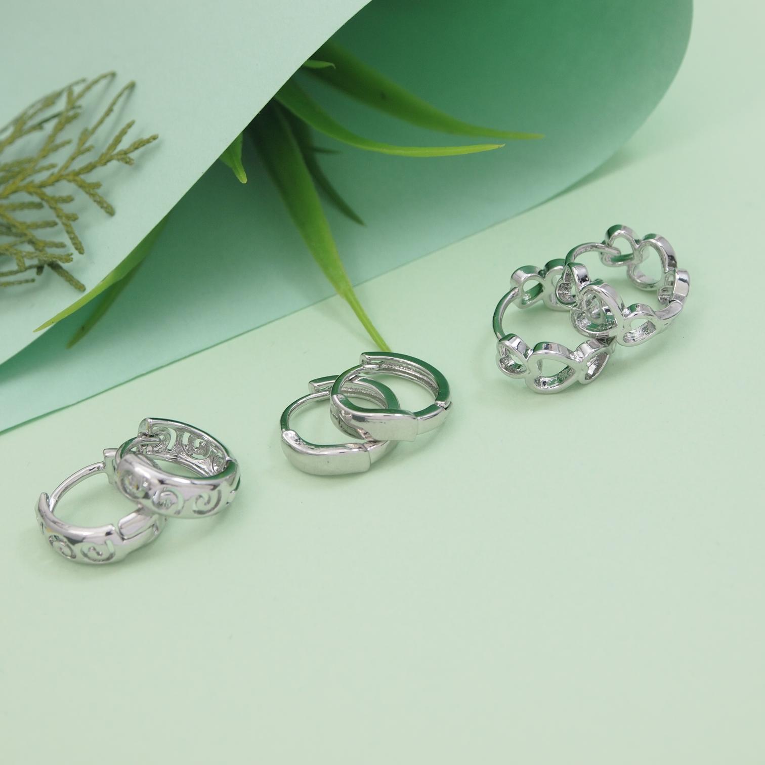 Set Of Three Pair Hoops Earrings