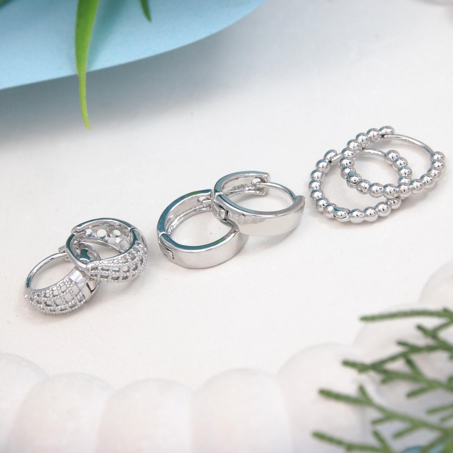 Set Of Three Pair Hoops Earrings