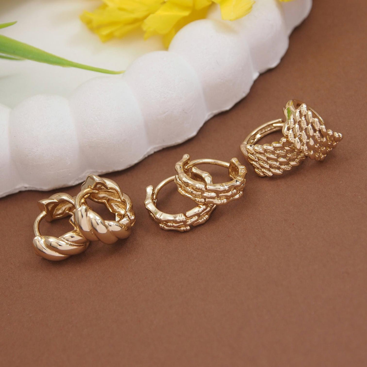 Set Of Three Pair Hoops Earrings