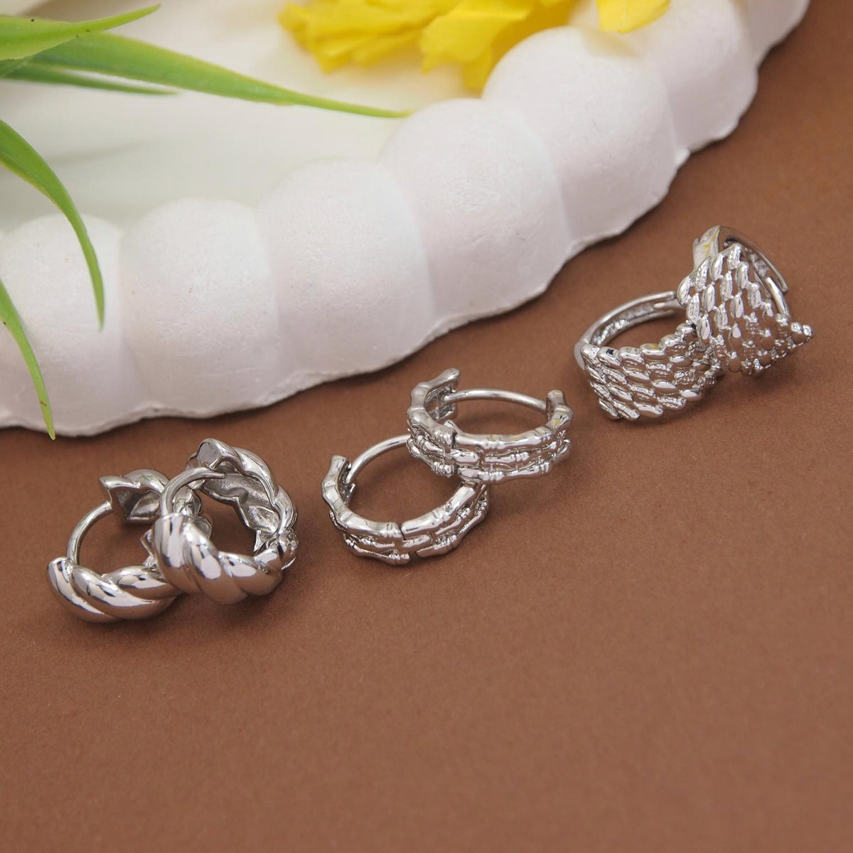 Set Of Three Pair Hoops Earrings (Pack of 3)