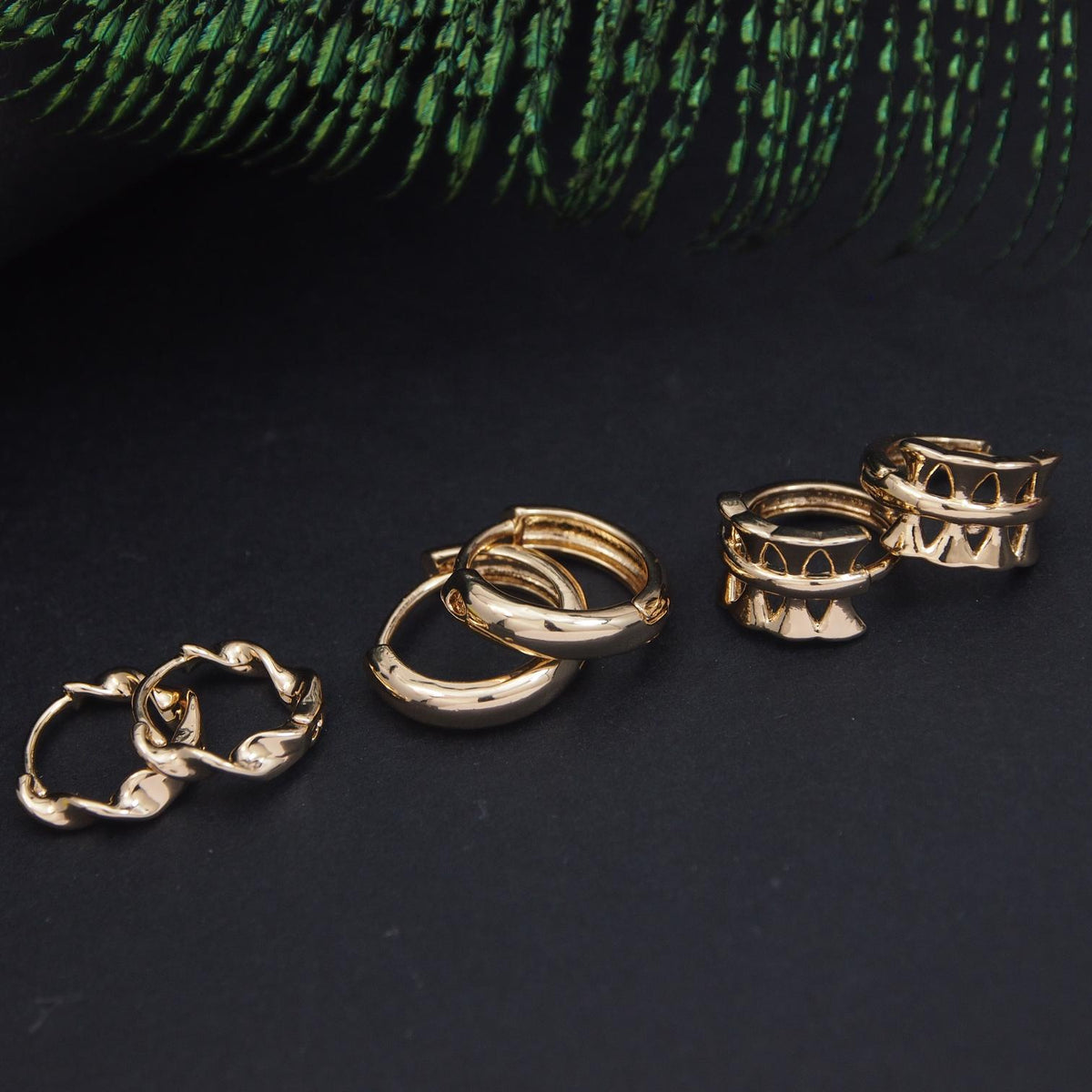 Set Of Three Pair Hoops Earrings