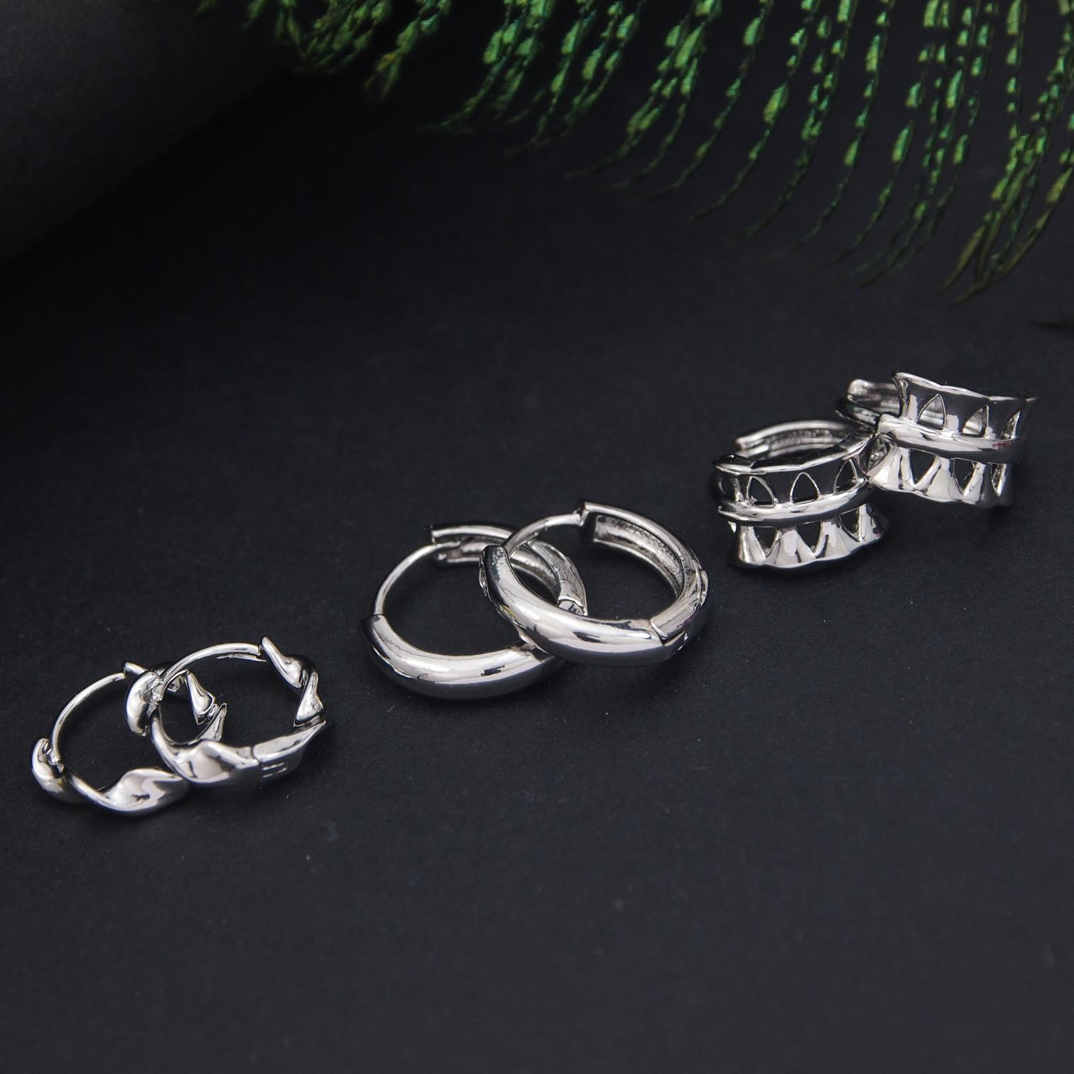 Set Of Three Pair Hoops Earrings