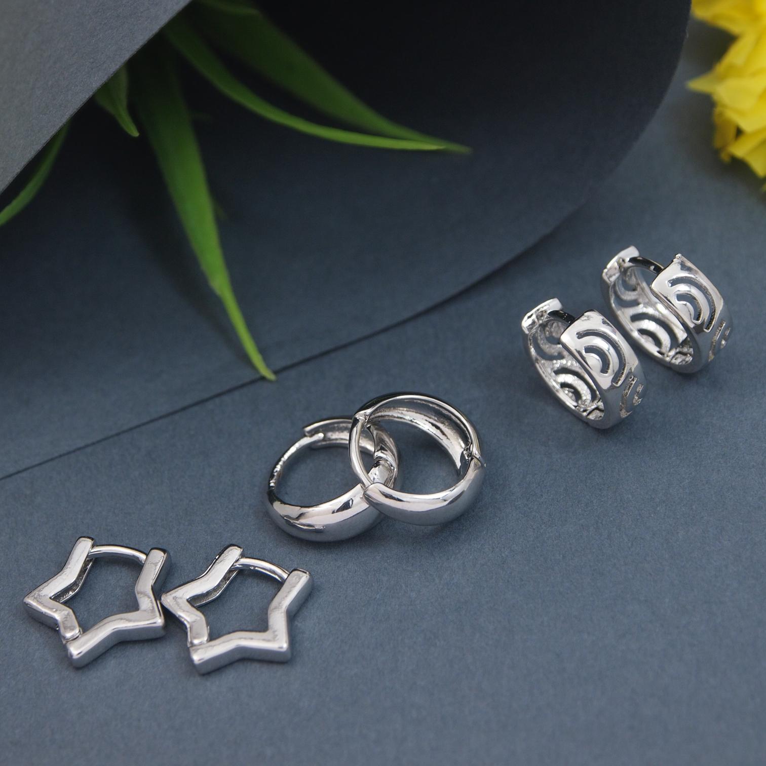 Set Of Three Pair Hoops Earrings