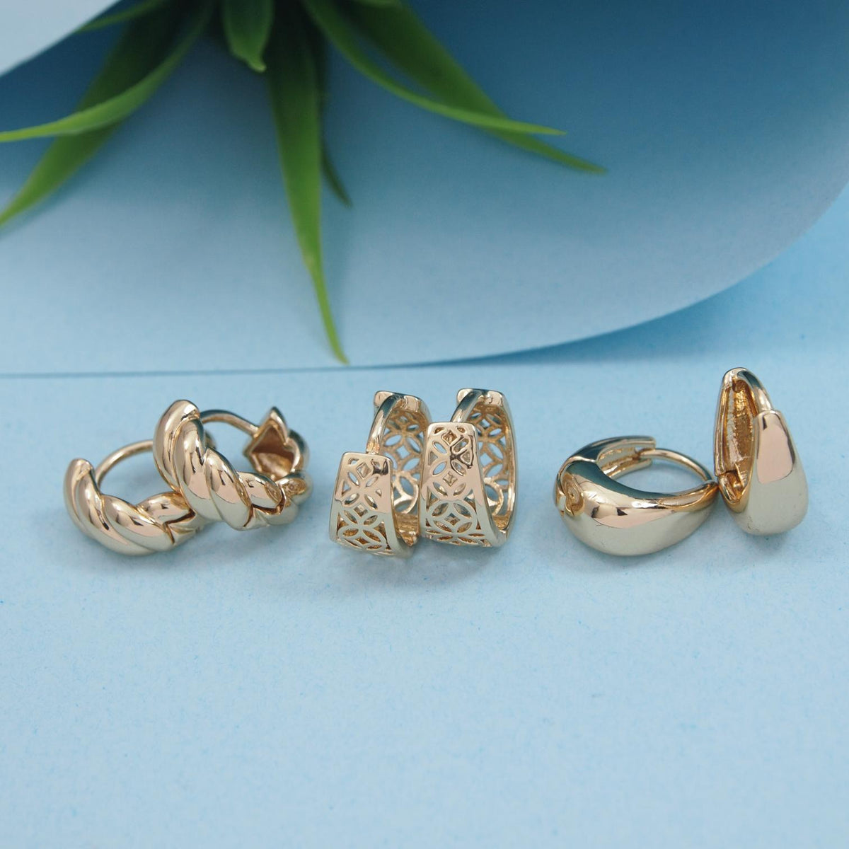 Set Of Three Pair Hoops Earrings