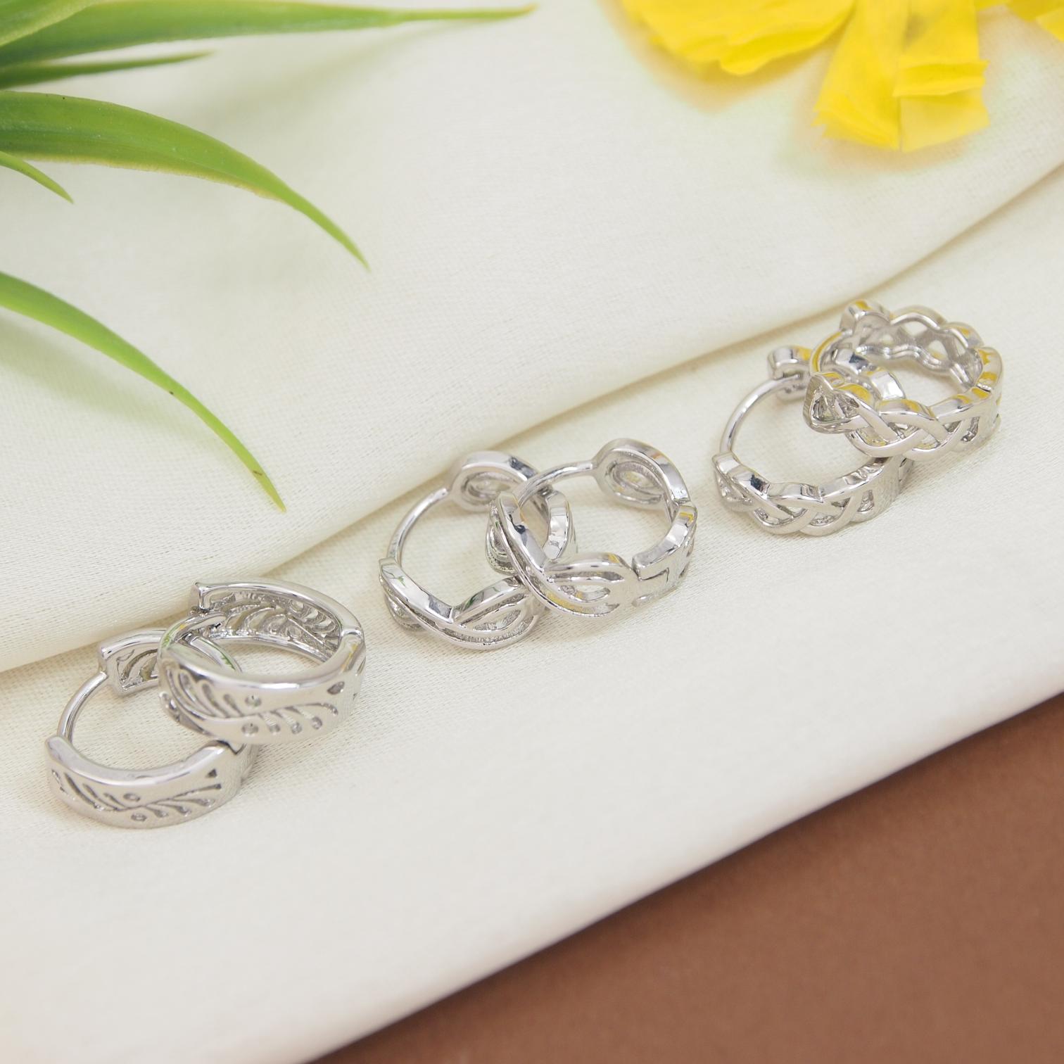 Set Of Three Pair Hoops Earrings