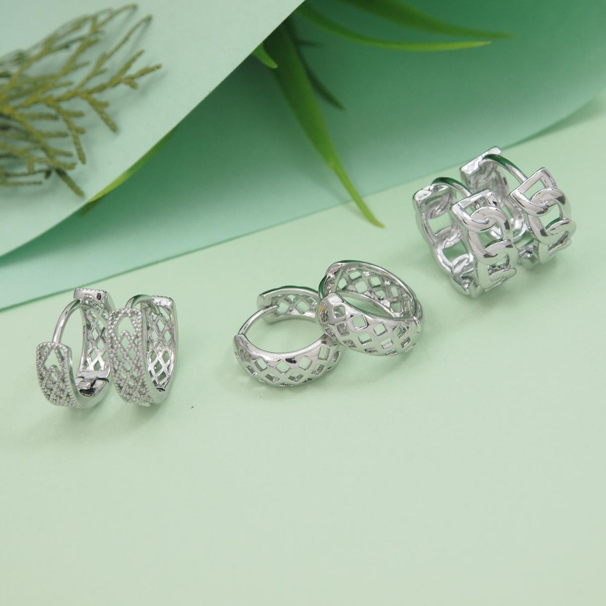 Set Of Three Pair Hoops Earrings