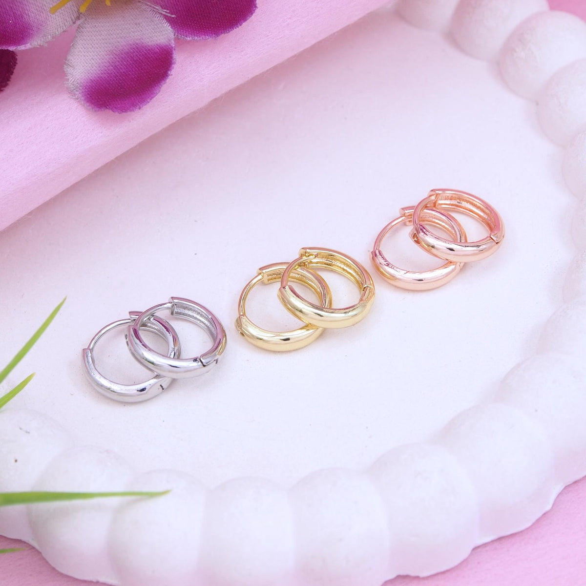 Set Of Three Pair Hoops Earrings