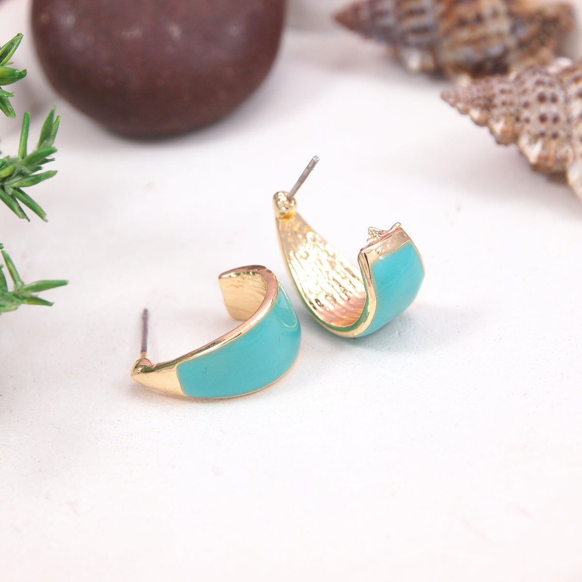 GOLD  Plated Colorful Hoops Earring