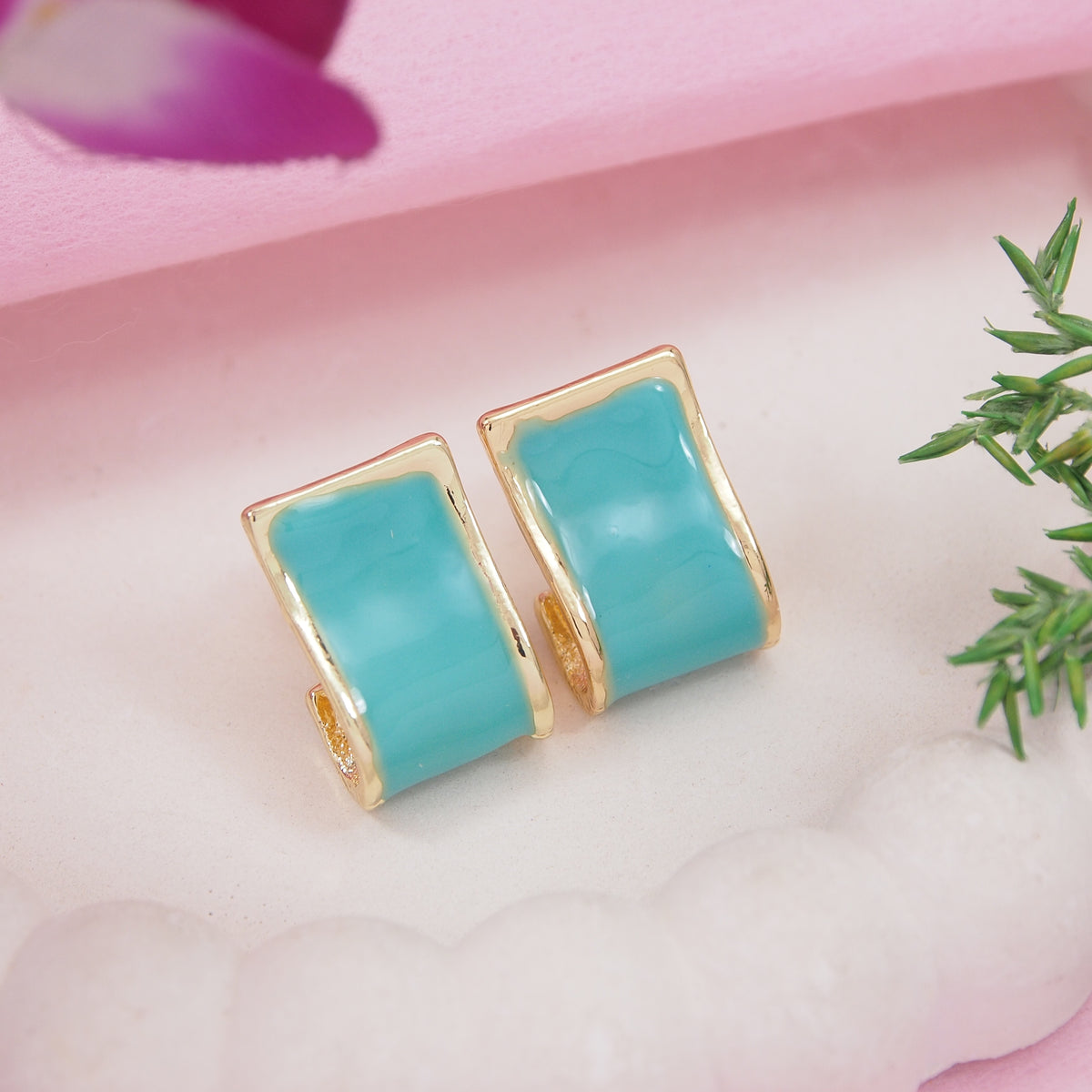 GOLD  Plated Colorful Hoops Earring