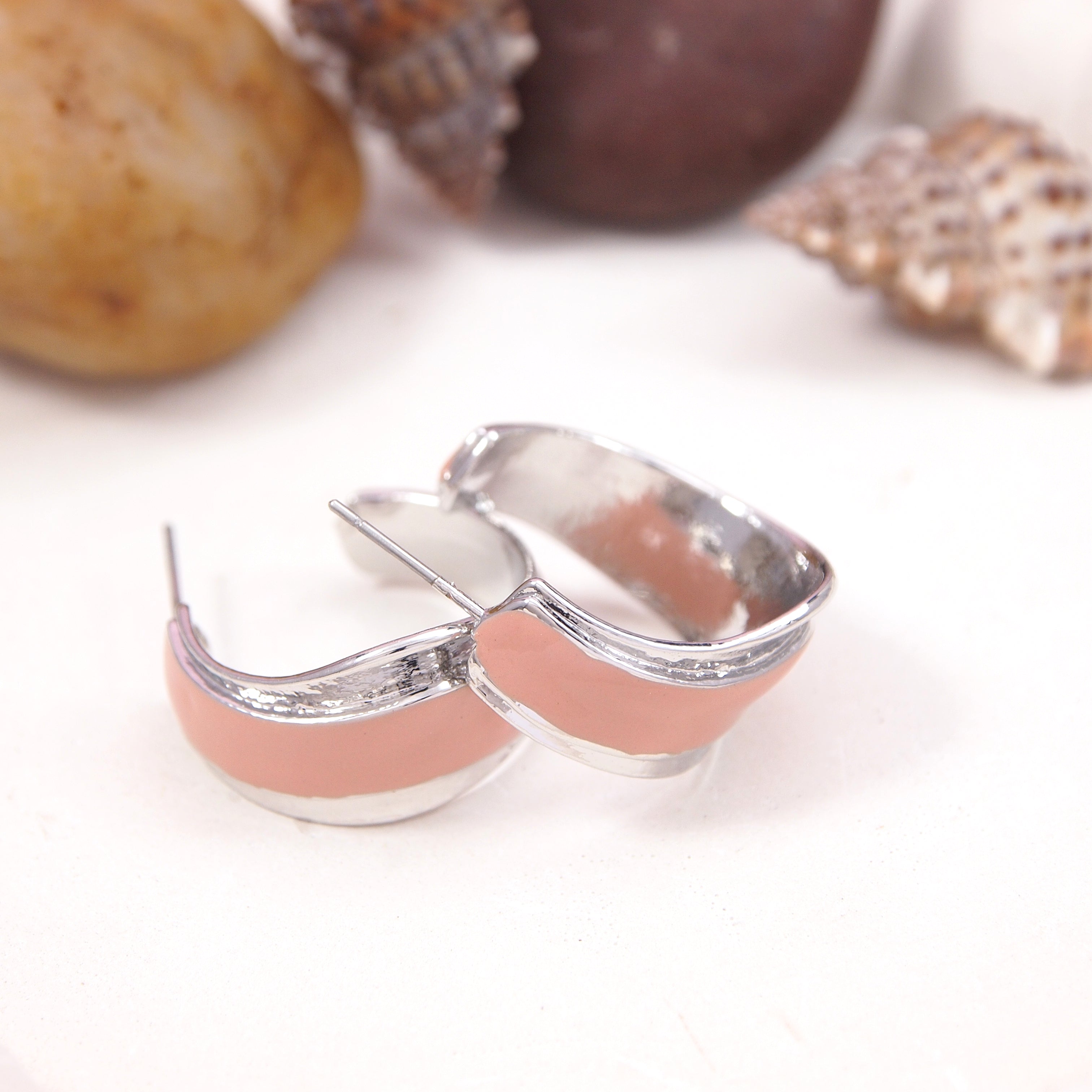 SILVER  Plated Colorful  Hoops Earring