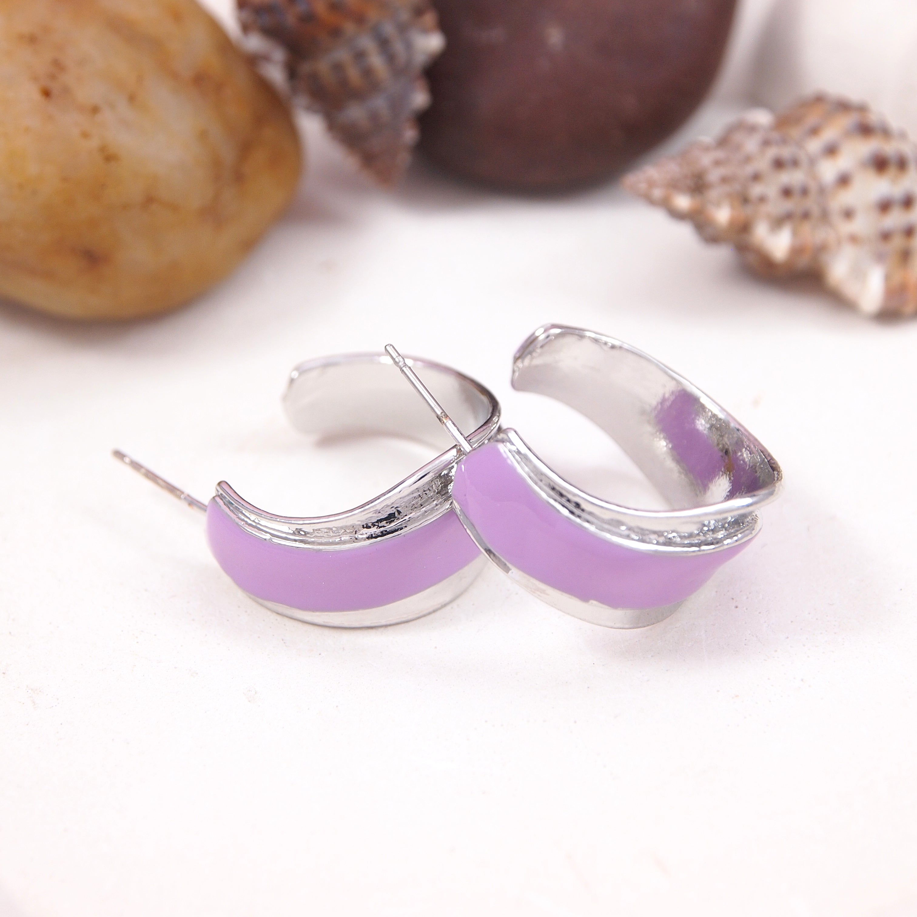 SILVER  Plated Colorful  Hoops Earring