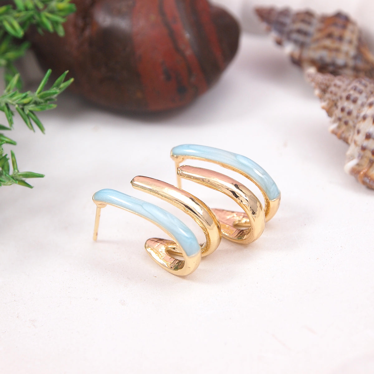 GOLD  Plated Colorful Hoops Earring