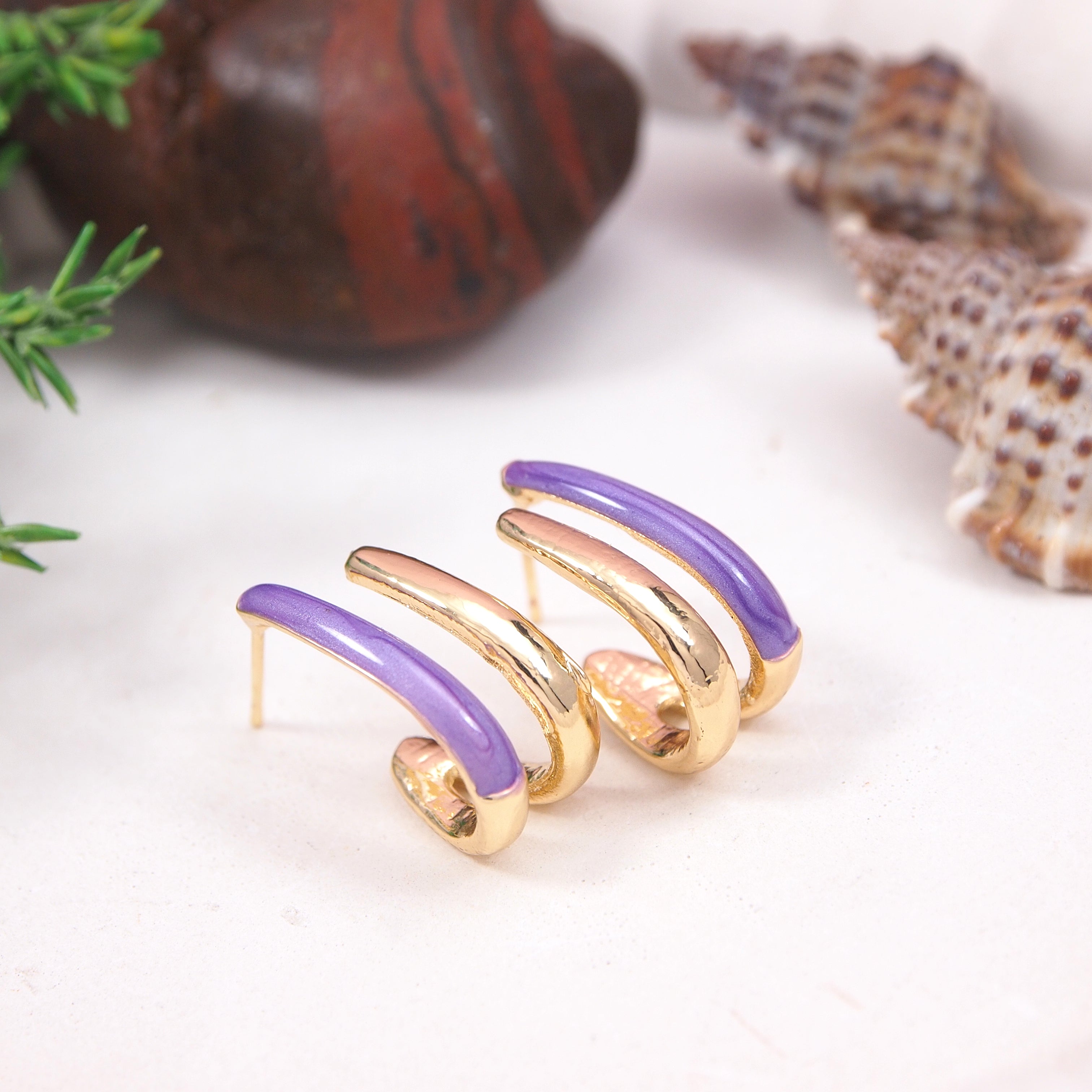 GOLD  Plated Colorful Hoops Earring