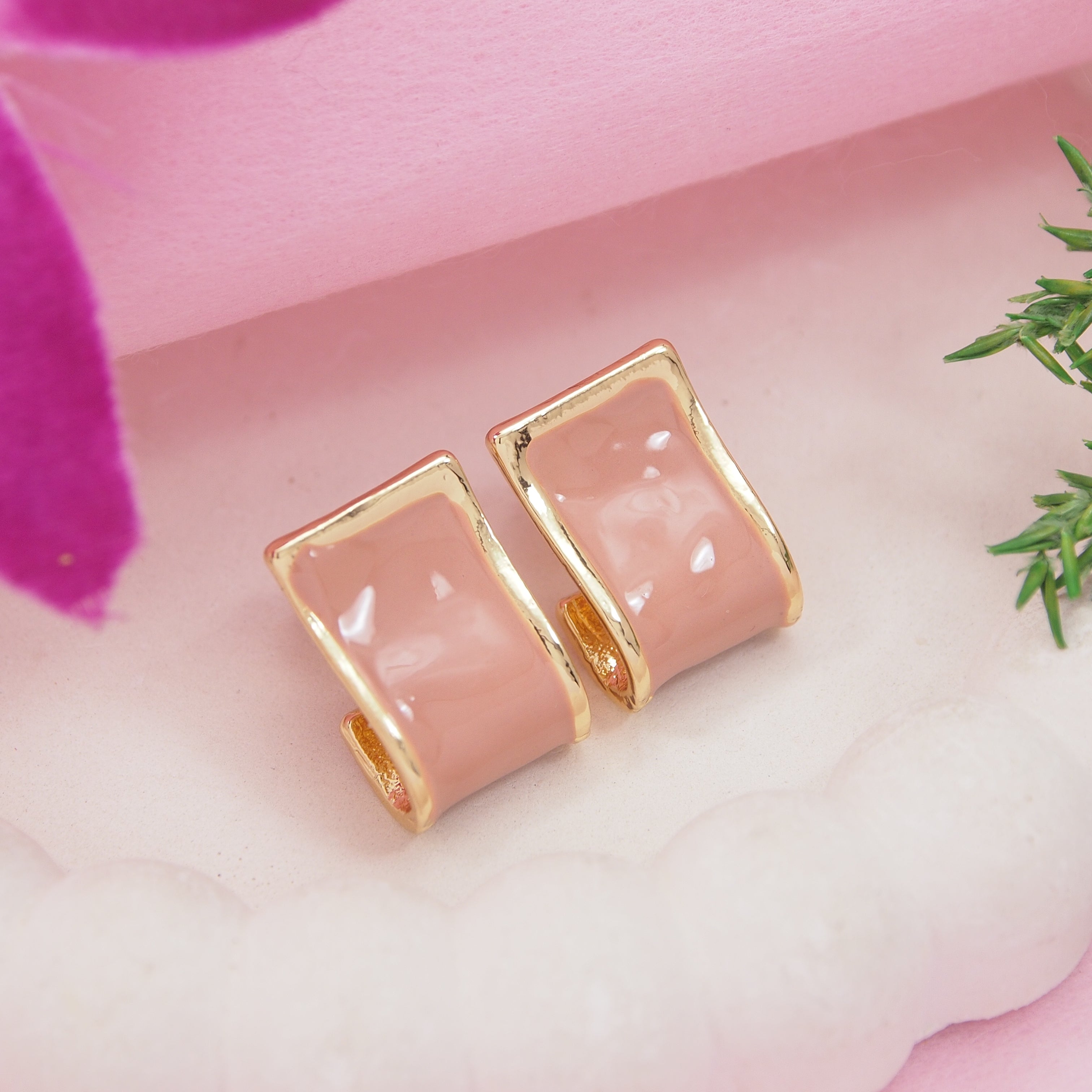 GOLD  Plated Colorful Hoops Earring