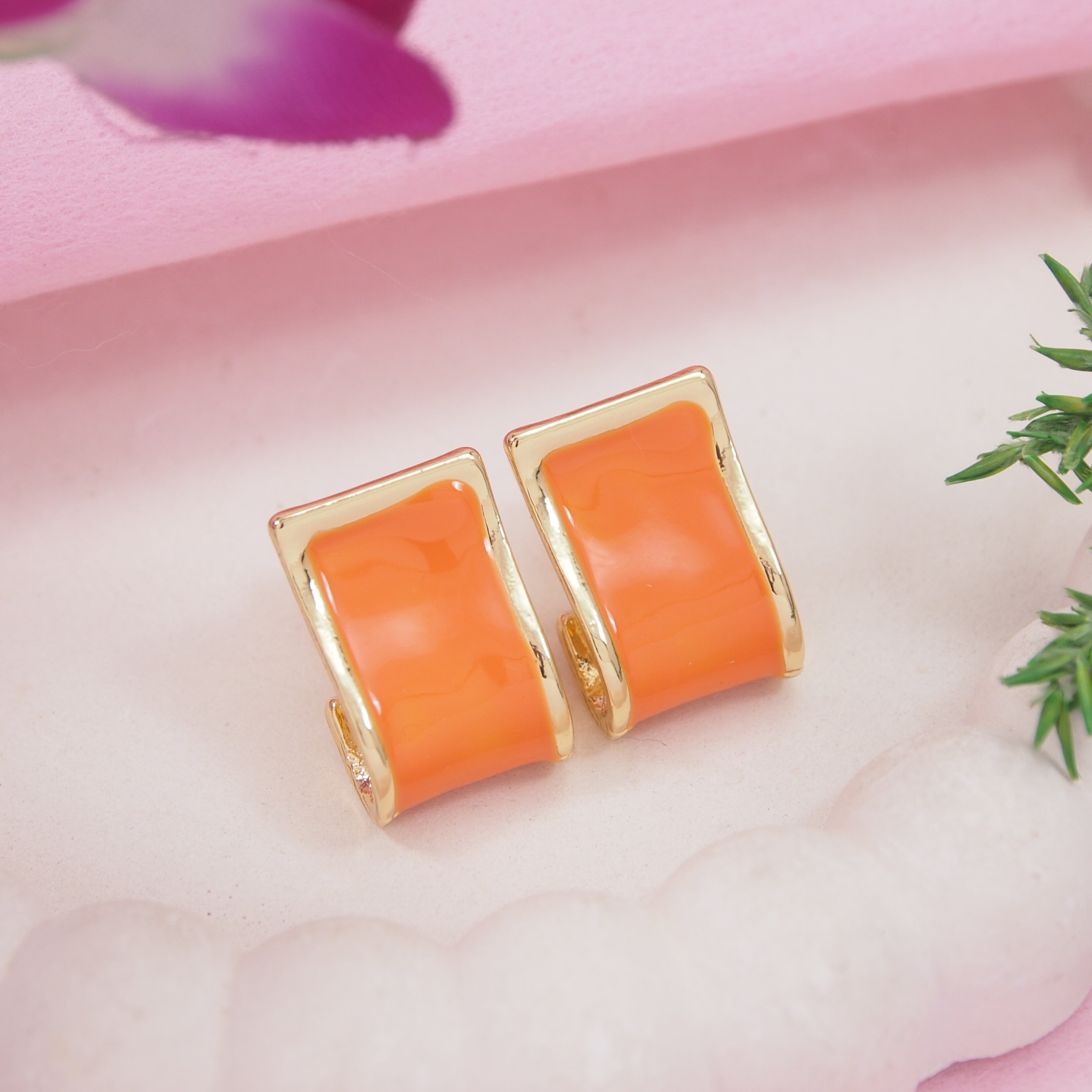 GOLD  Plated Colorful Hoops Earring