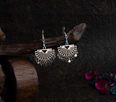 Silver / Gold Plated Geometric Shaped Designed With Small Disc Charms Indo Western Earring- IWER 1492