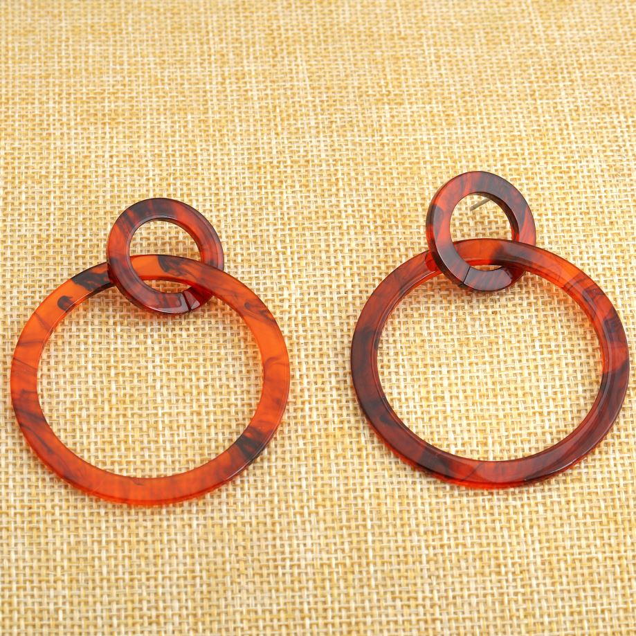 Multi Colors Circular Shape Acrylic Drop Earring- IWER159
