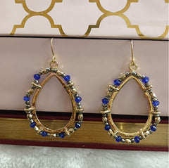 Gold Plated Tear Drop Shaped Beads Design Indo Western Fashion Earring- IWER 1600