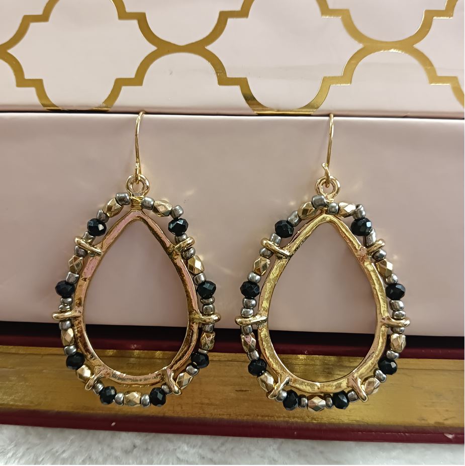 Gold Plated Tear Drop Shaped Beads Design Indo Western Fashion Earring