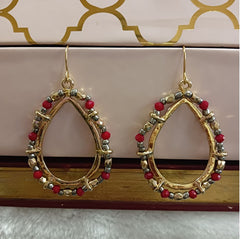 Gold Plated Tear Drop Shaped Beads Design Indo Western Fashion Earring- IWER 1600