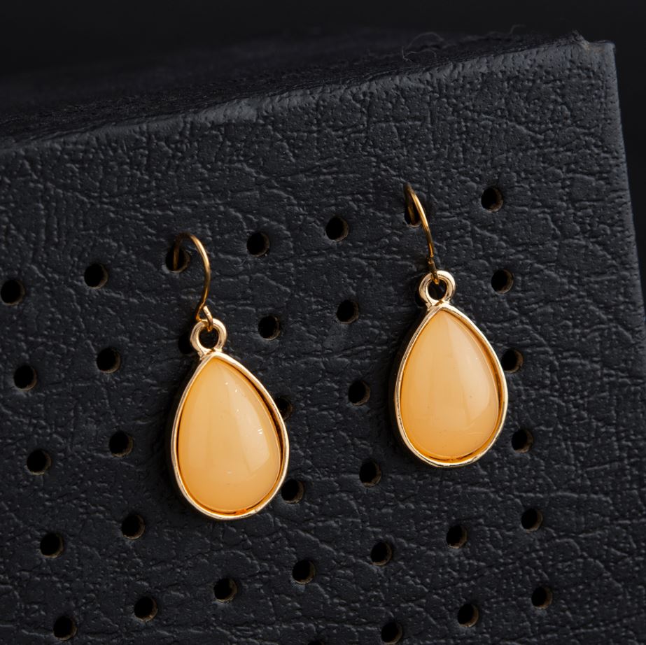 Gold Plated Tear Drop Shaped Acrylic Stone Indo Western Earring- IWER 1609