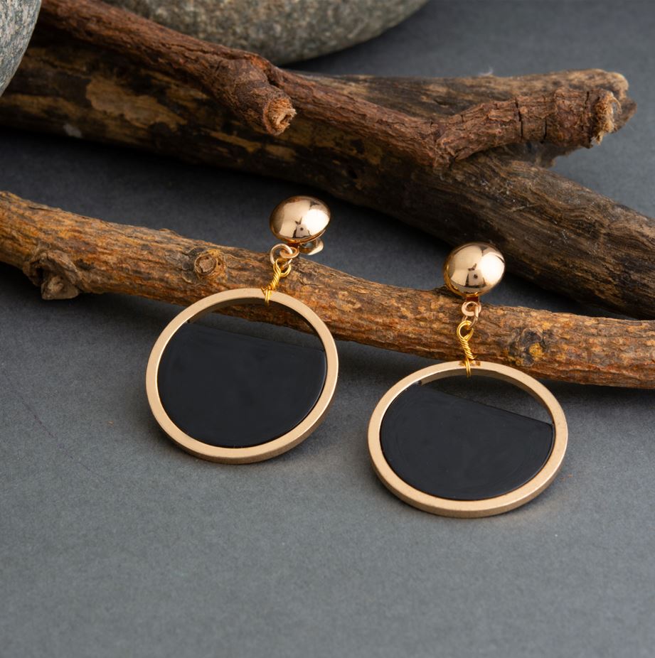 Gold Plated Circle Shaped With Acrylic Fashion Indo Western Earring- IWER 1665