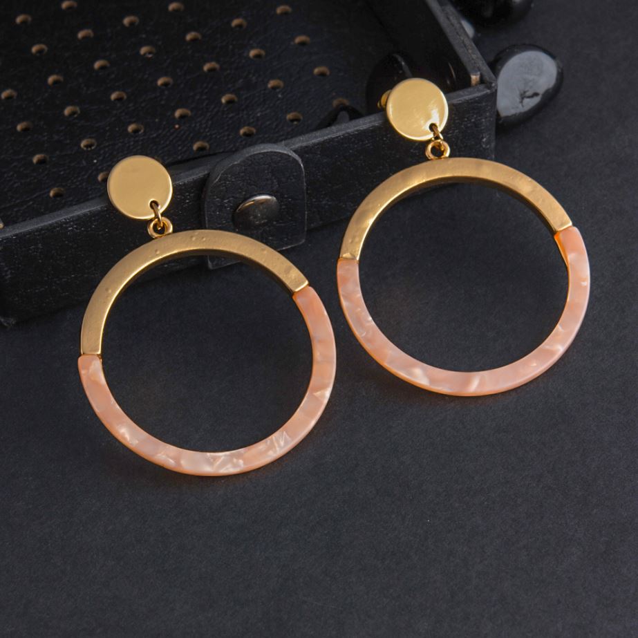 Gold Plated Circle Shaped Acrylic Fashion Indo Western Earring