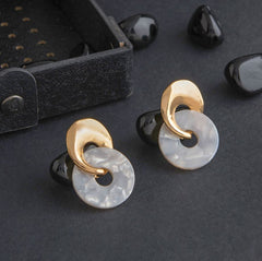 Gold Plated Geometric Shaped With Hanging Acrylic Circular Fashion Indo Western Earring- IWER 1675