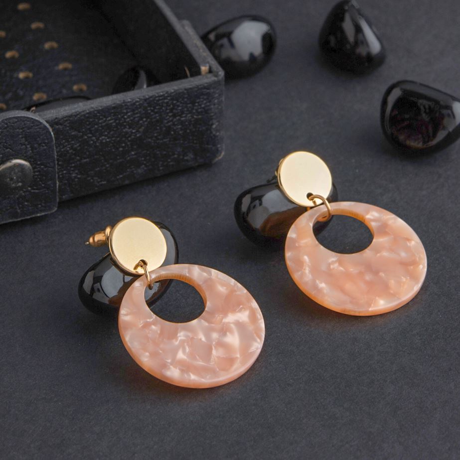 Gold Plated Circular Shaped With Acrylic Fashion Indo Western Earring