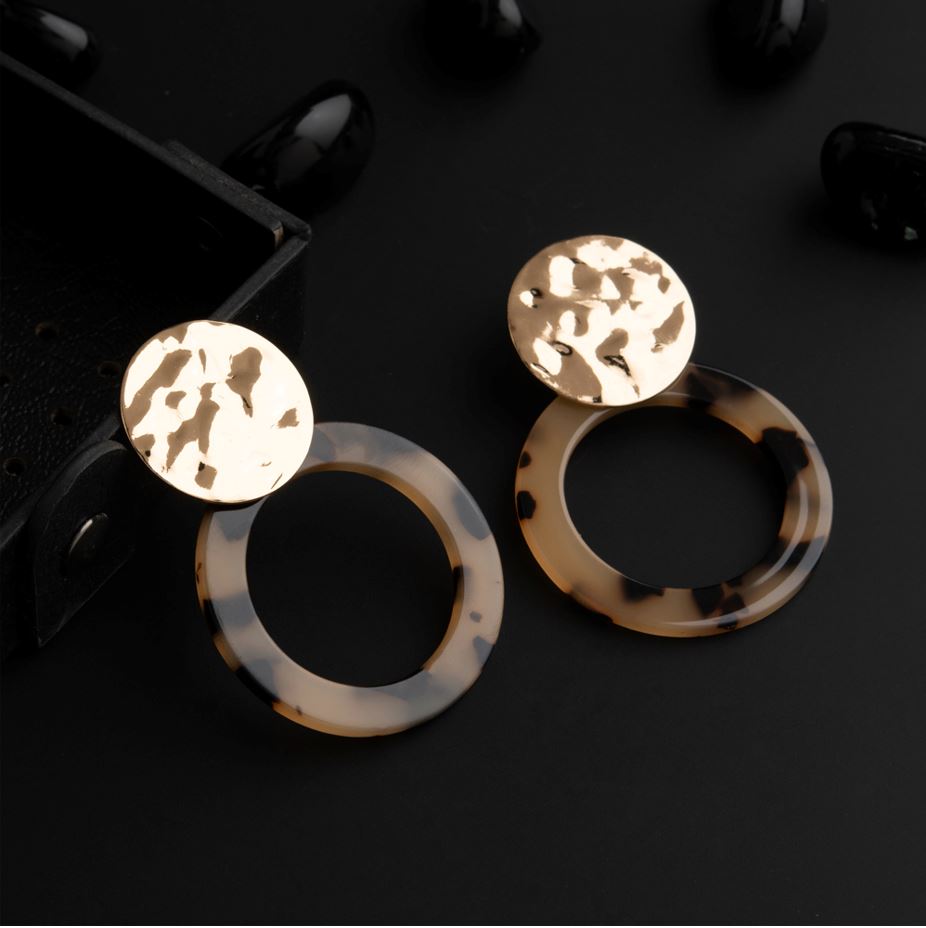Gold Plated Round Shaped Acrylic Fashion Indo Western Earring- IWER 1681